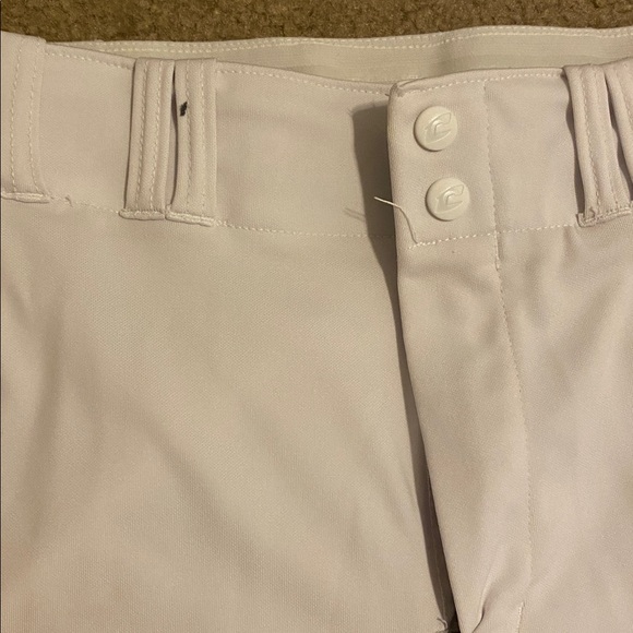 White Men's Baseball Pants with Navy Stripe - Picture 3 of 10